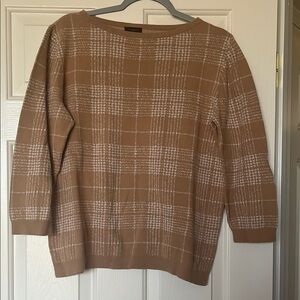Women’s Ann Taylor Plaid Tan Sweater